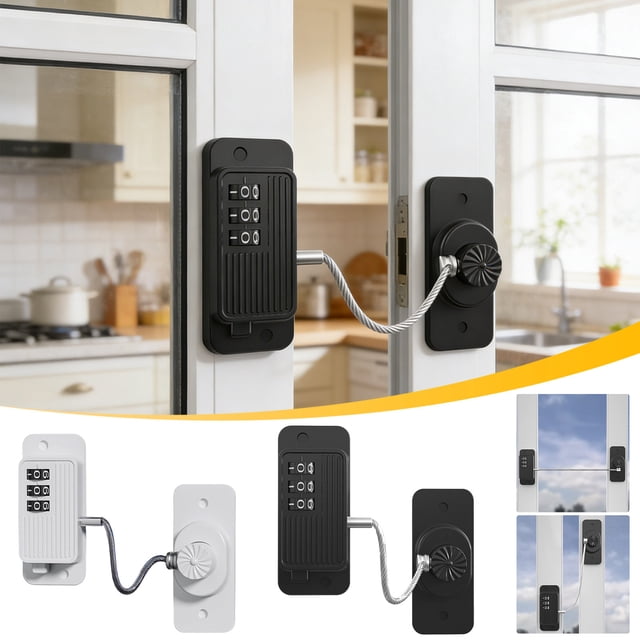 TTJ Window Lock Safety Limiter Door Lock Refrigerator Lock Adjustable Security Restraint Device for Home Cabinets Windows and Appliance Protection