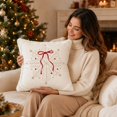 thumbnail image 6 of Dalxymotic Christmas Throw Pillow Covers, Snowflake Bow Designs 17.71x17.71 Inch, Holiday Decorative Cushion Cases, Christmas Decorations Indoor Outdoor for Sofa, Couch, Bed, 6 of 7