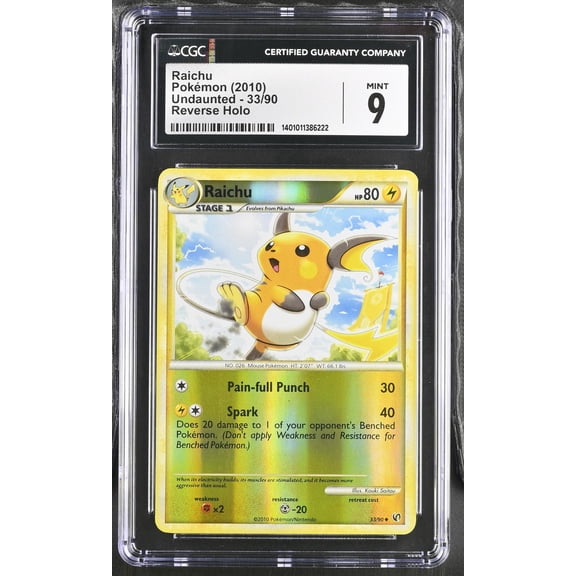 2010 Pokémon HeartGold & SoulSilver Undaunted Raichu #33/90 Reverse Holo CGC 9