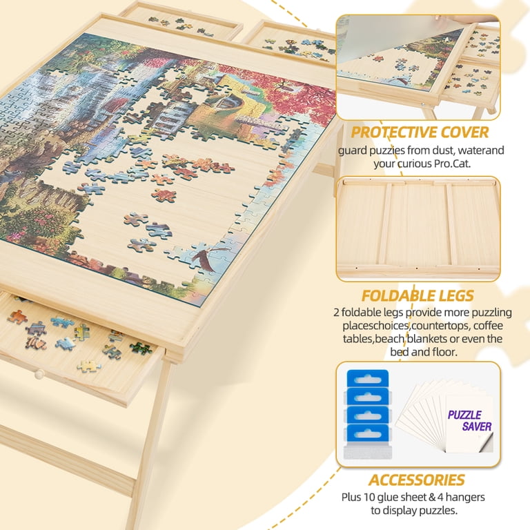 Tappetino Pieghevole Per Puzzle Con Copertura – 105x80 Cm, Per 2000 Pezzi, Con 8 Separatori E Accessori Inclusi