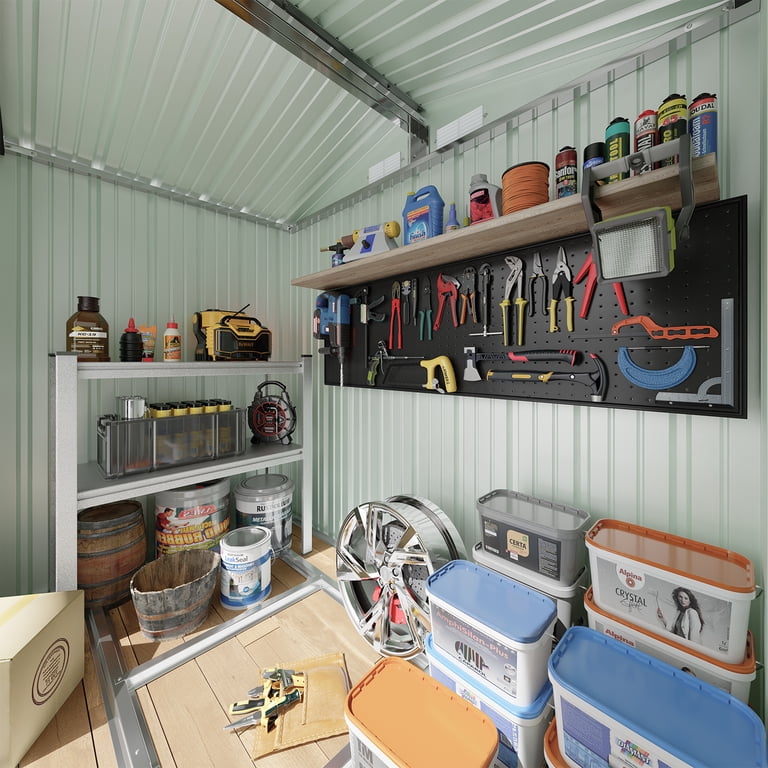 Clouddwell 6x4 ft. Metal Storage Shed with Base, Galvanized Steel