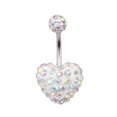 thumbnail image 3 of Anillos de perforación de ombligo de doble cara de corazón, bola de discoteca de cristal de acero quirúrgico, anillo de ombligo, piercing para el ombligo, joyería para el cuerpo, 3 of 3