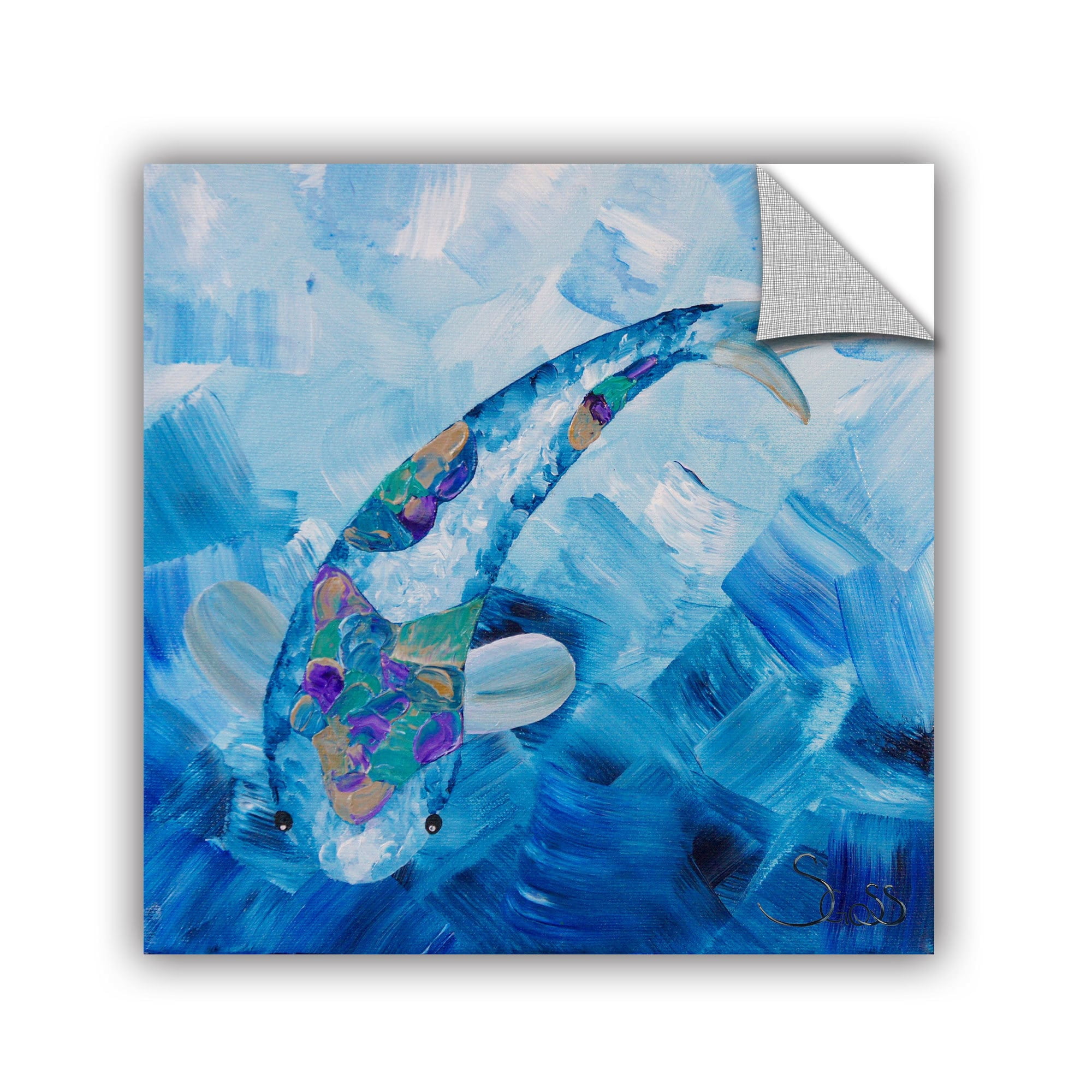 ArtAppealz Shiela Gosselin "Blue Koi" Removable Wall Art