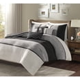 thumbnail image 2 of Madison Park Palisades Faux Suede Duvet Modern Pieced Stripe Design, Comforter - Full/Queen - Black, 2 of 5