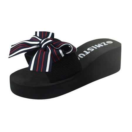 

Summer Sandals for Women Bow Sandals Slipper Indoor Outdoor Flip-Flops Beach Shoes Casual Slipper Stretch Fabric