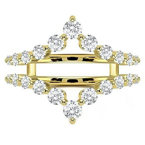 Divine Creation 1.22 Ct Round Cut White Diamond Enhancer Guard Wrap Wedding Ring For Women's 14K Yellow Gold Plated 925 Sterling Silver -8