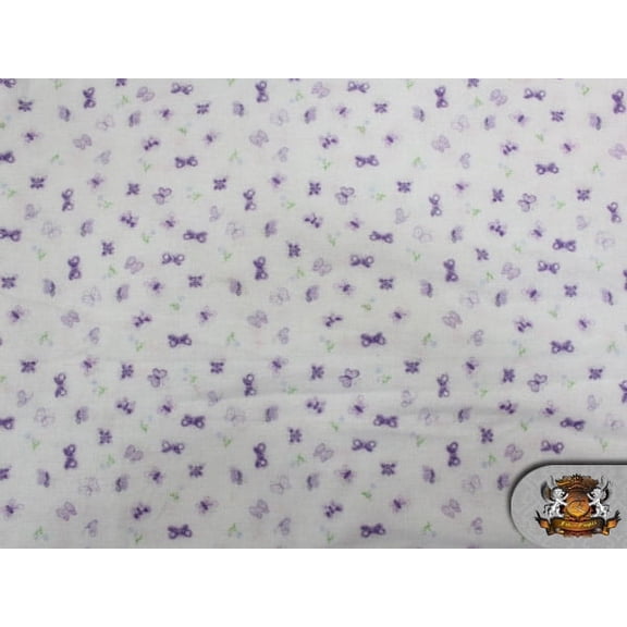 Polycotton Printed BUTTERFLY PURPLE Fabric / 60" Wide / Sold by the Yard