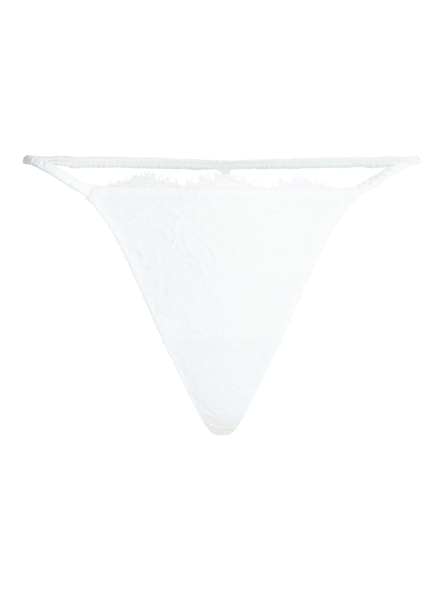 Joyspun Women's Bridal Lace and Satin Thong Panties, 2-Pack, Sizes XS-3XL
