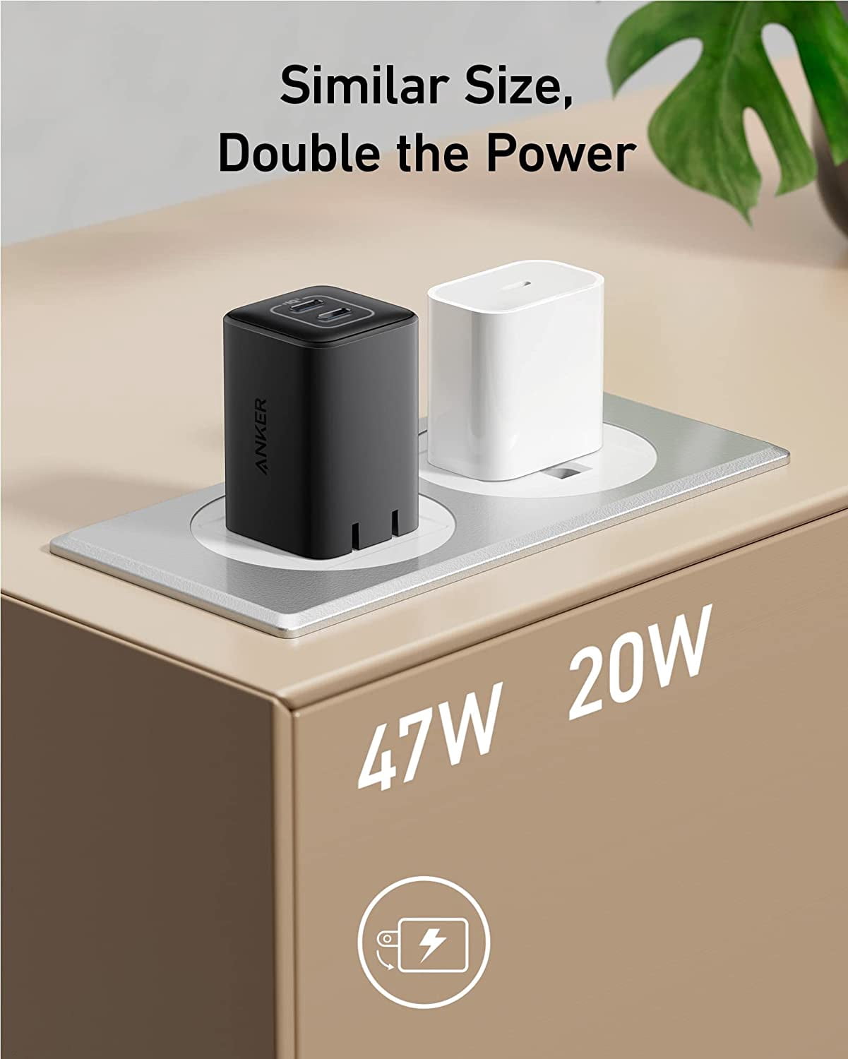Anker 47W USB C Charger (Nano 3), 2 Port Compact Foldable GaN Fast Charger for iPhone 15/15 Plus/15 Pro/15 Pro Max/14, Galaxy, Pixel 4/3, iPad/iPad Mini (Cable Not Included) - Black