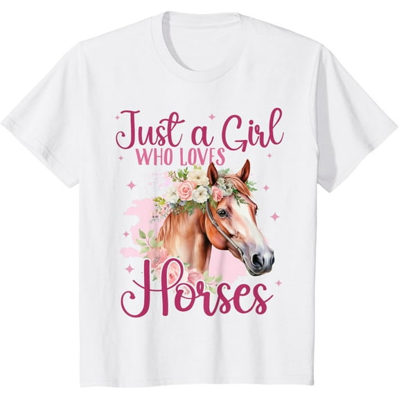 Kids Just a Girl who Loves Horses Riding Horse Lover Horse Girl T-Shirt