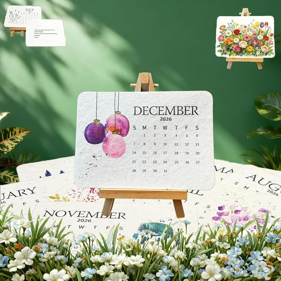 Eco-Friendly Plantable Love Seed Calendar, Seed Calendar 2026 Plantable, Month Biodegradable Seed Paper Planner with Wildflower, Herb & Fruit Seeds, Sustainable Monthly Planner for Gifting (1pcs)