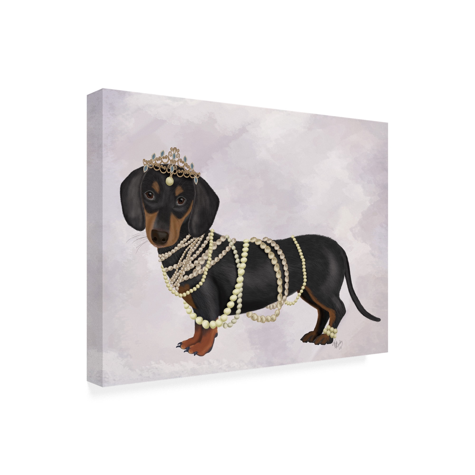 Trademark Fine Art 'Dachshund and Pearls' Canvas Art by Fab Funky