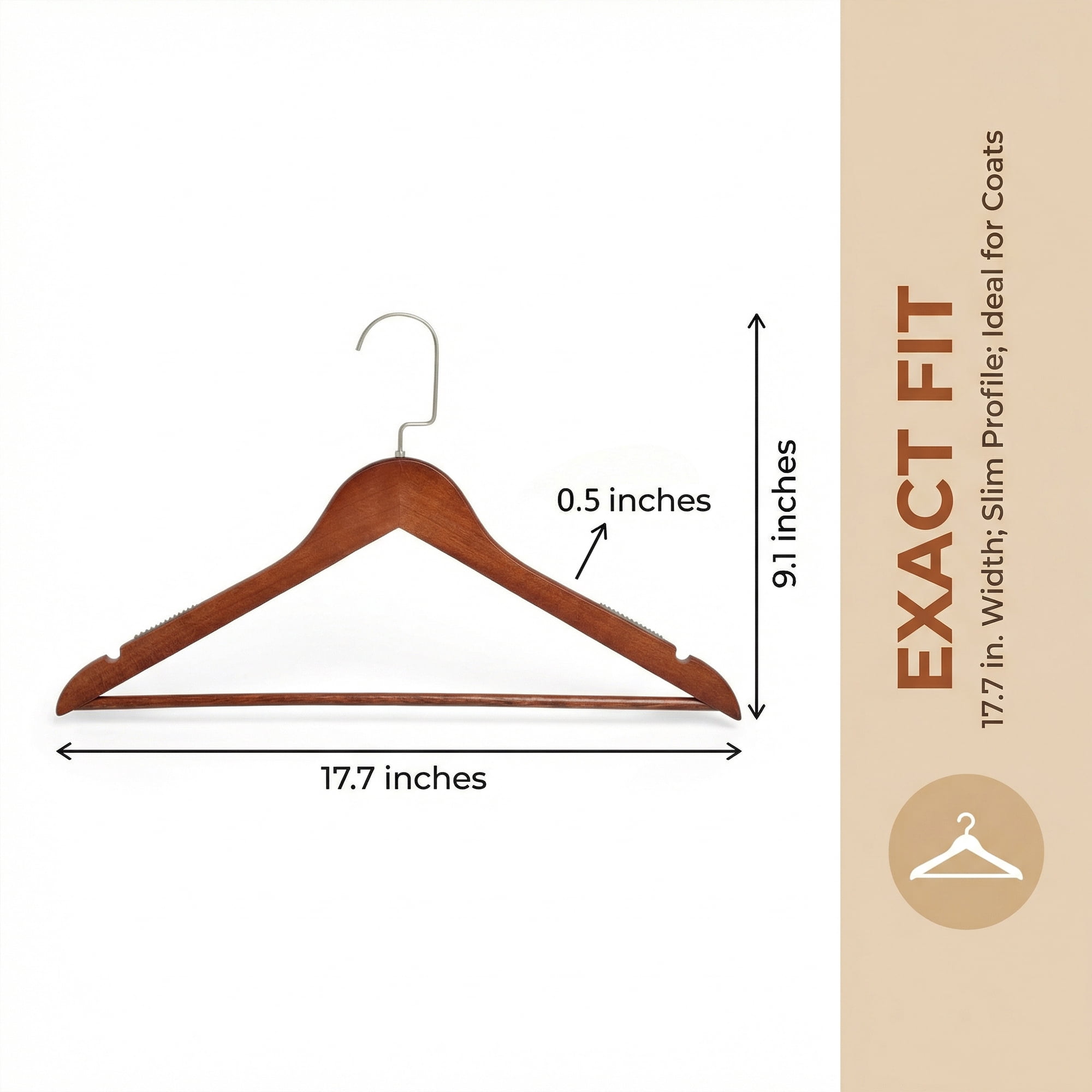 Unique Bargains 2Pcs Wood Durable Space Saving Home Clothes Hangers Anti-Slip