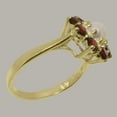 thumbnail image 3 of LBG British Made 10k Yellow Gold Cultured Pearl & Garnet Womens Promise Ring - 33 size options - Size 9.5, 3 of 6