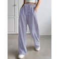 thumbnail image 2 of Women's Pants Fashion Casual Pants For Women Casual Striped Wide Leg Drawstring Elastic Waist Dress Palazzo With Pockets, 2 of 5