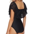 thumbnail image 1 of Women One Piece Off Shoulder Lace Swimsuits Ruffle Flounce Hollow Bathing Suits, 1 of 5