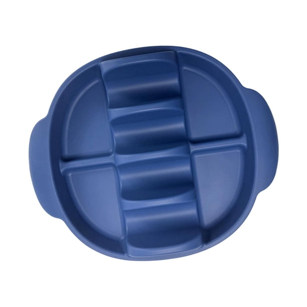 Bandeja para servir tacos, utensilios de cocina antideslizantes, plato para tacos con ranuras azul oscuro