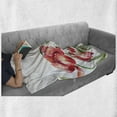 thumbnail image 6 of Watercolor Soft Flannel Fleece Throw Blanket, Grunge Inspired Botanical Arrangement of Fruits and Flowers Ecology, Cozy Plush for Indoor and Outdoor Use, 50" x 70", Rose Red Jade Green, by Ambesonne, 6 of 6