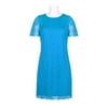 Laundry Crew Neck Short Sleeve Solid Concealed Zipper Back Shift Lace Dress-TURQUOISE / 12