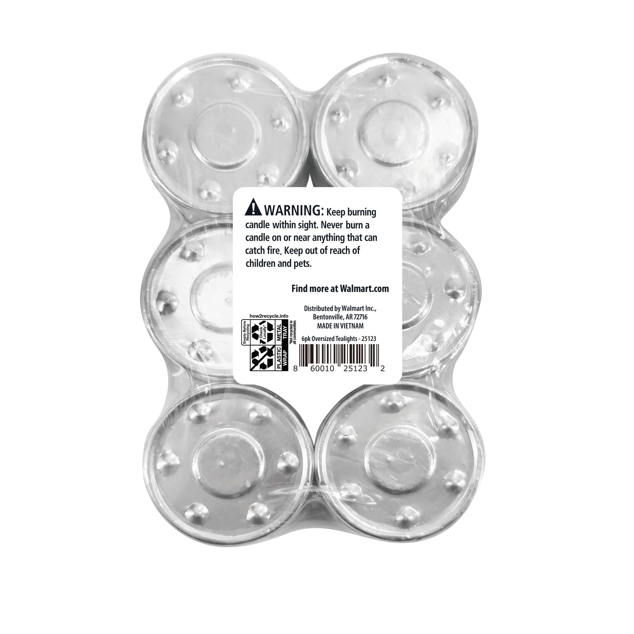 Mainstays White Unscented Indoor/Outdoor Oversized Tealight Candles,6 Count