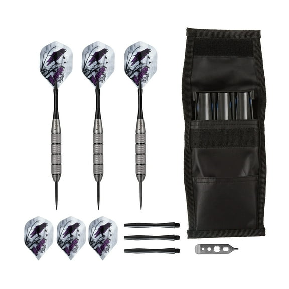 Viper Underground Raven Steel Tip Darts 25 Grams and Casemaster Single Black Dart Case