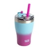 Tasty Kids Double Wall Stainless Steel Tumbler with Straw, Keeps Drinks Cold for Hours, 14 Ounce, Pink/Blue Ombre