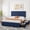 Blue, variant on King Size Bed Frame with 4 Storage Drawers, Linen Upholstered Platform Bed Frame with Adjustable Headboard, Diamond Stitched Button Tufted, No Box Spring Needed, Blue