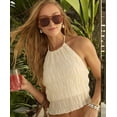 thumbnail image 4 of Women 2 Piece Maxi Skirt Set Y2k Lace Up Back Tank Top Flowy Ruffle Long Skirt Outfits Going Out Beachwear Milky M, 4 of 8