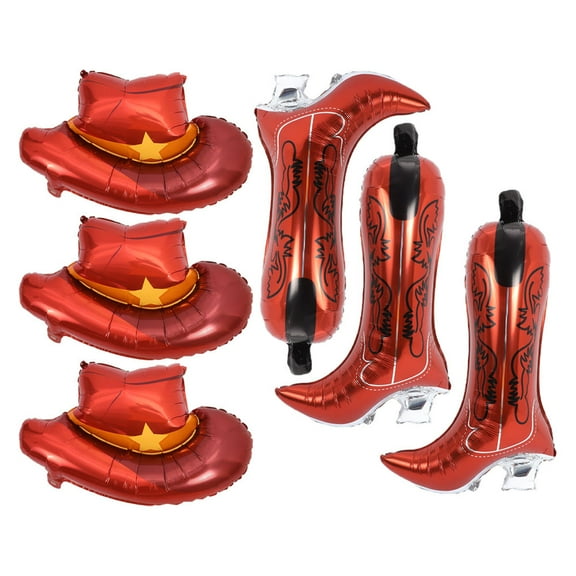 HAMPPLIES 6Pcs Western Theme Balloons for Cowboy Parties and Bachelorette Party Decorations