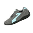 thumbnail image 3 of Domuza Women’s Retro Suede Trim Lace Up Casual Sneakers, Curved Stitch Accent Low Top Lightweight Walking Shoes with Non-Slip Grooved Rubber Outsole Gray 5.5（EU-36）, 3 of 5