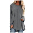 thumbnail image 2 of Womens Blouses and Tops Dressy Women's Casual Round Neck Long Sleeve Color T-Shirt Top Blouse, 2 of 5