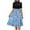 Blue1, variant on Mgmyaa Women's Fit & Flare Dress Mock Neck Short Sleeve Printing Dresses Elegant Casual Tie Waist Midi Dress