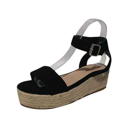 

Penkiiy Fashion Women Flat Shoes Hollow Wedge Heel Casual Large Size Sandals Shoes