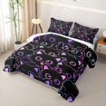 thumbnail image 3 of Manfei Galaxy Cat Quilt Full, Iridescent Outline Full Bedspread Sets, Black Pink Blue, 3 Pieces, 1 Coverlet and 2 Pillowcases, 3 of 7
