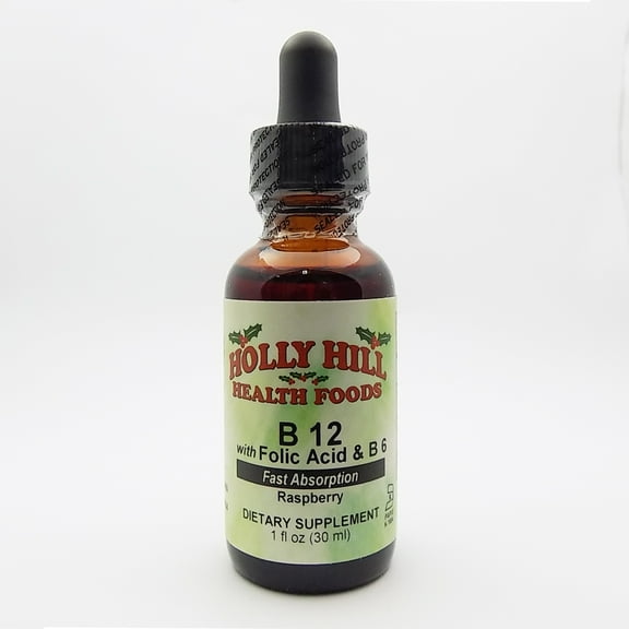 Holly Hill Health Foods, Vitamin B12 (with B6 & Folic Acid),Raspberry,1 Oz