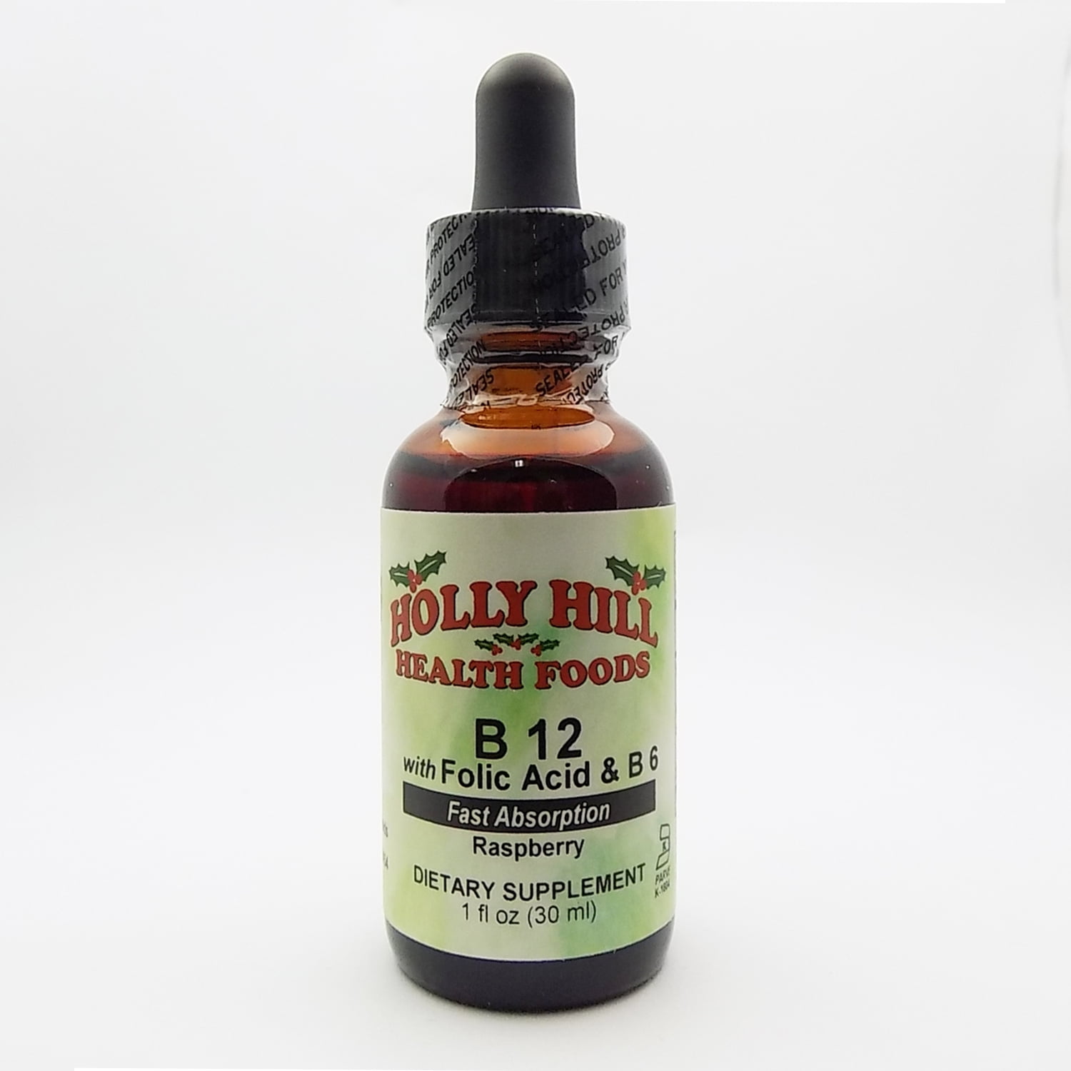 Holly Hill Health Foods, Vitamin B12 (with B6 & Folic Acid),Raspberry,1 Oz