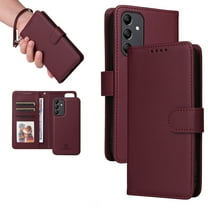 Dteck Detachable 2 in 1 Wallet Case for Samsung Galaxy A15 5G,Magnetic Leather Card Slots Case Shockproof Rubber Mag-Safe Cover with Wrist Strap for Galaxy A15,Winered