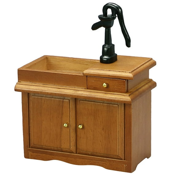 HERFIER Miniature Sink & Cabinet Set for Dollhouse Bedroom Furniture Toy