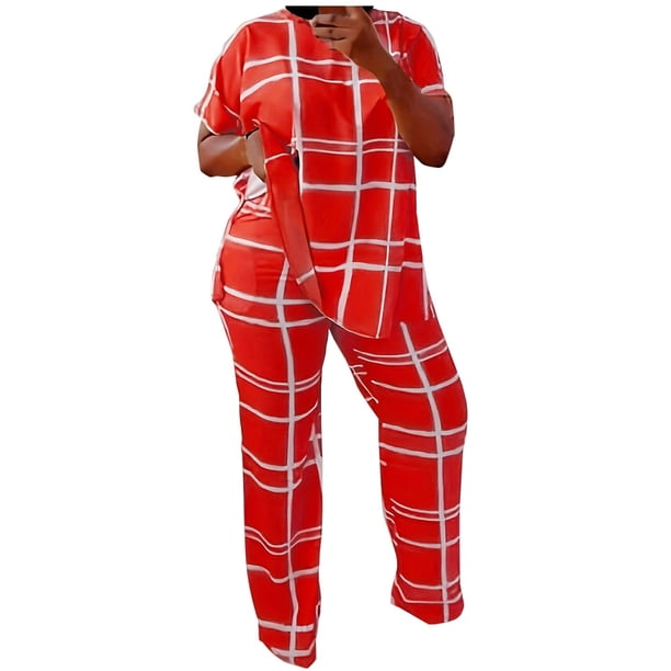 Conjunto Corto para las Mujeres Casual Suelto Impreso Pantalones de Bolsillo Y Blusa de Manga Corta, Cuello Redondo Conjunto para Diario
