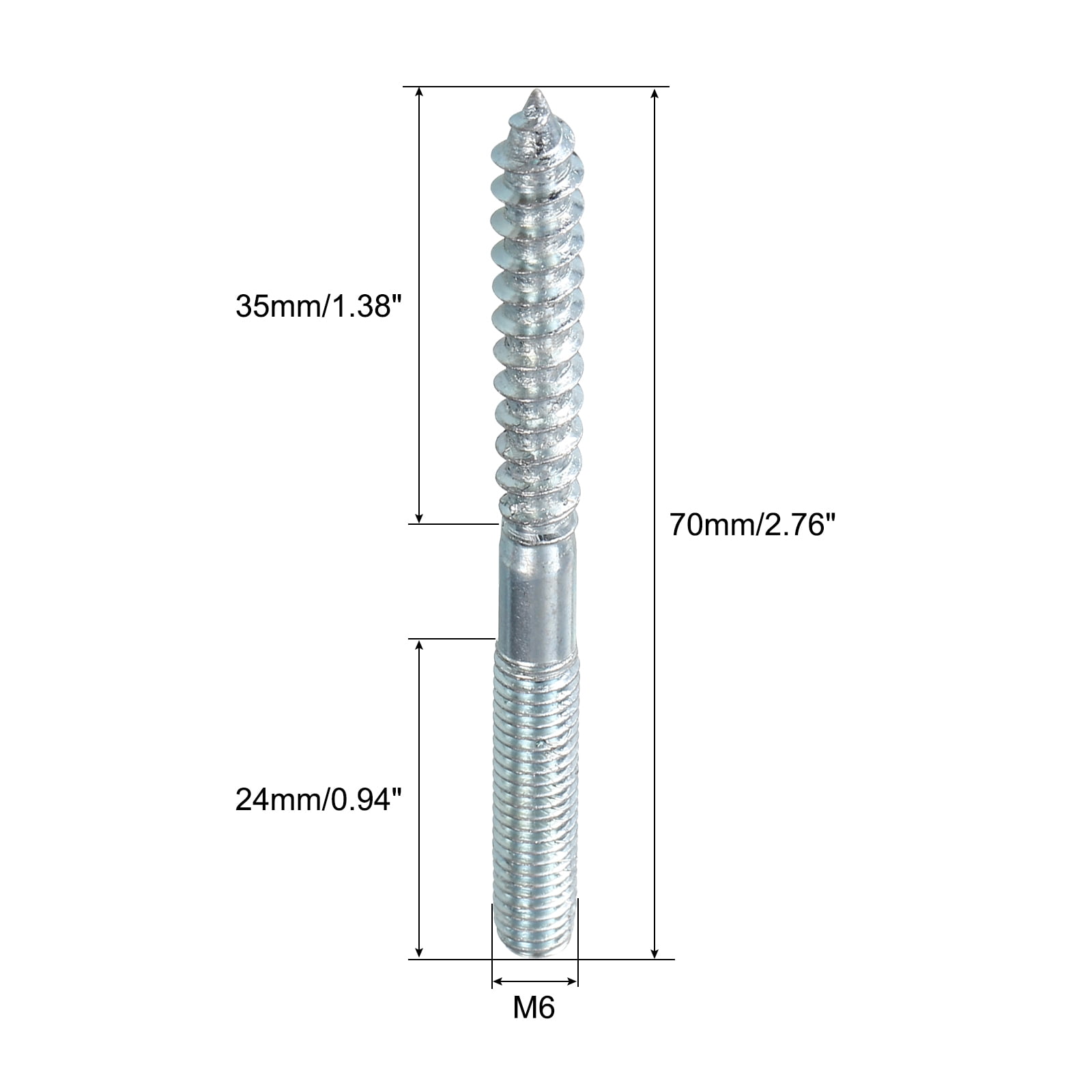Unique Bargains Hanger Bolts Double Headed Bolt Screw Wood Joint Furniture Legs
