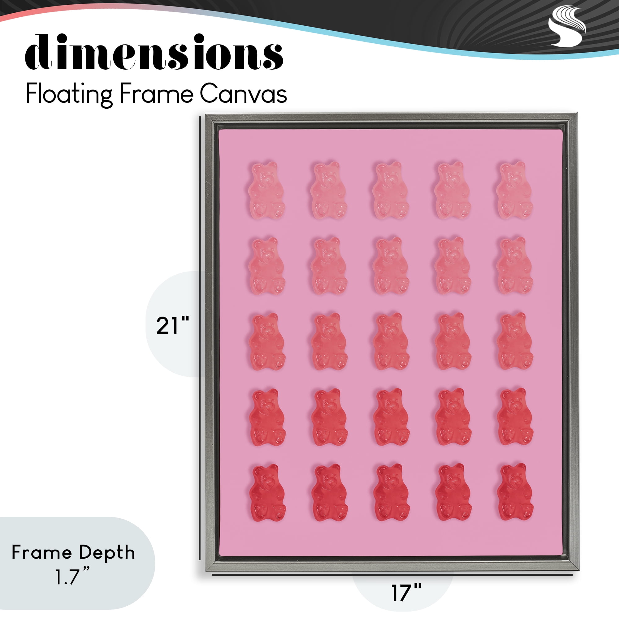 Stupell Industries Sweet Pink Gummy Bears Gray Framed Floater Canvas Wall Art, design by LISH Creative