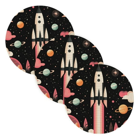 

BZSMCE Mats for Pots Pans Place Spaceship Pattern Simple Style Pattern Pot Mats