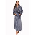 thumbnail image 2 of LYCY Womens Long Fleece Robe Soft Plush Robes for Women Warm Bathrobes Comfy House Coat Full-length（Dark Grey, Large-X-Large）, 2 of 6