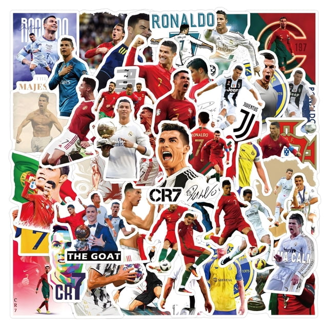 Cannity 50 pegatinas de vinilo impermeables de Cristiano Ronaldo