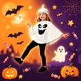 thumbnail image 2 of Gunia Kids White Ghost Hooded Cape For Boys Girls 2 Piece Halloween Costumes Cloak Cute Party Dress Up Outfits Poncho,Size 4-8 Years, 2 of 7