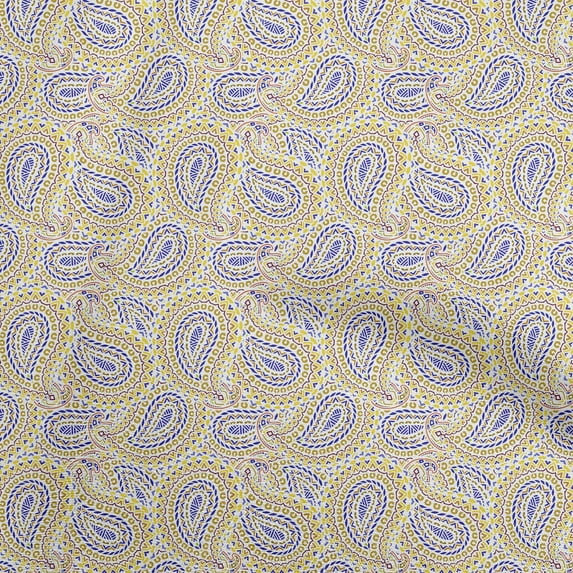 oneOone Viscose Jersey Lime Green Fabric Asian Paisley Block Dress Material Fabric Print Fabric By The Yard 60 Inch Wide