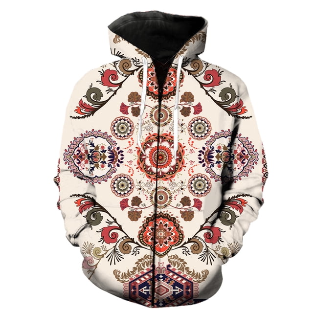 Sudadera con capucha y cremallera de estilo étnico para hombre, estilo hip hop, manga larga, con capucha, sudaderas de moda, tops casuales, ropa de calle para adolescentes