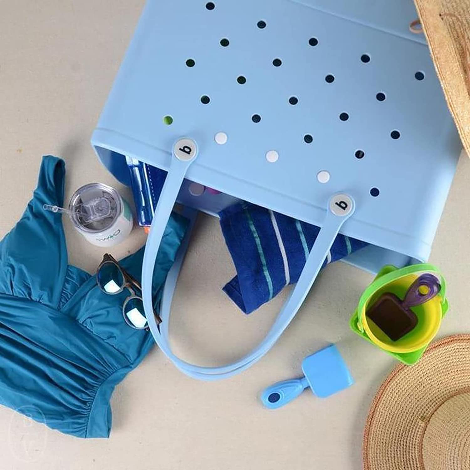 Mini Rubber Summer Beach Tote, EVA Waterproof Handbag, Portable Storage Bogg  Bag For Outdoor Travel & Sports (6.29x8.07x2.95)