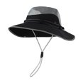 thumbnail image 2 of Men Women UPF 50+ Fishing Sun Hat, Extra Wide Brim Bucket Cap for Hiking Camping Breathable Outdoor Safari Hat with Chin Cord Black One Size, 2 of 4