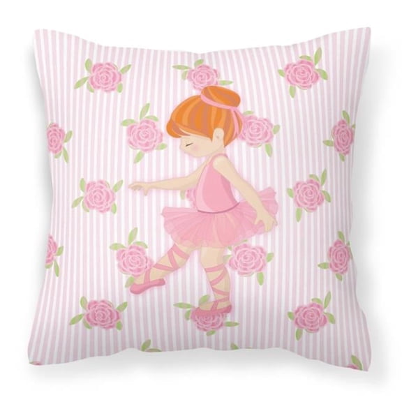 Ballerina Red Head Point Fabric Decorative Pillow - 18 x 3 x 18 in.